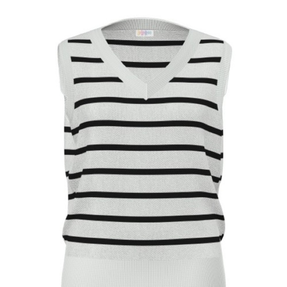 LuLaRoe Nadia Black and White Striped Sweater Vest